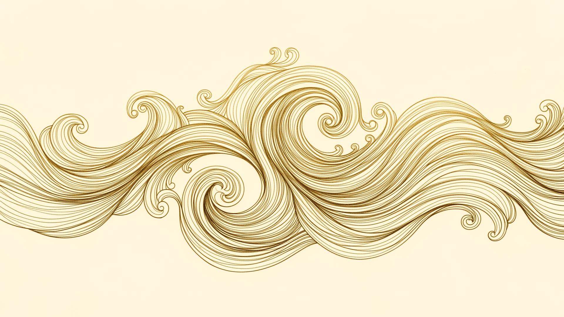 Hand drawn golden currents